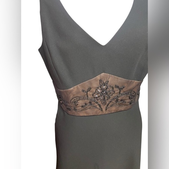 Evan Picone Chiffon Mesh Black Midi Dress Size 8 Cocktail Whimsigoth Beaded - Picture 7 of 12